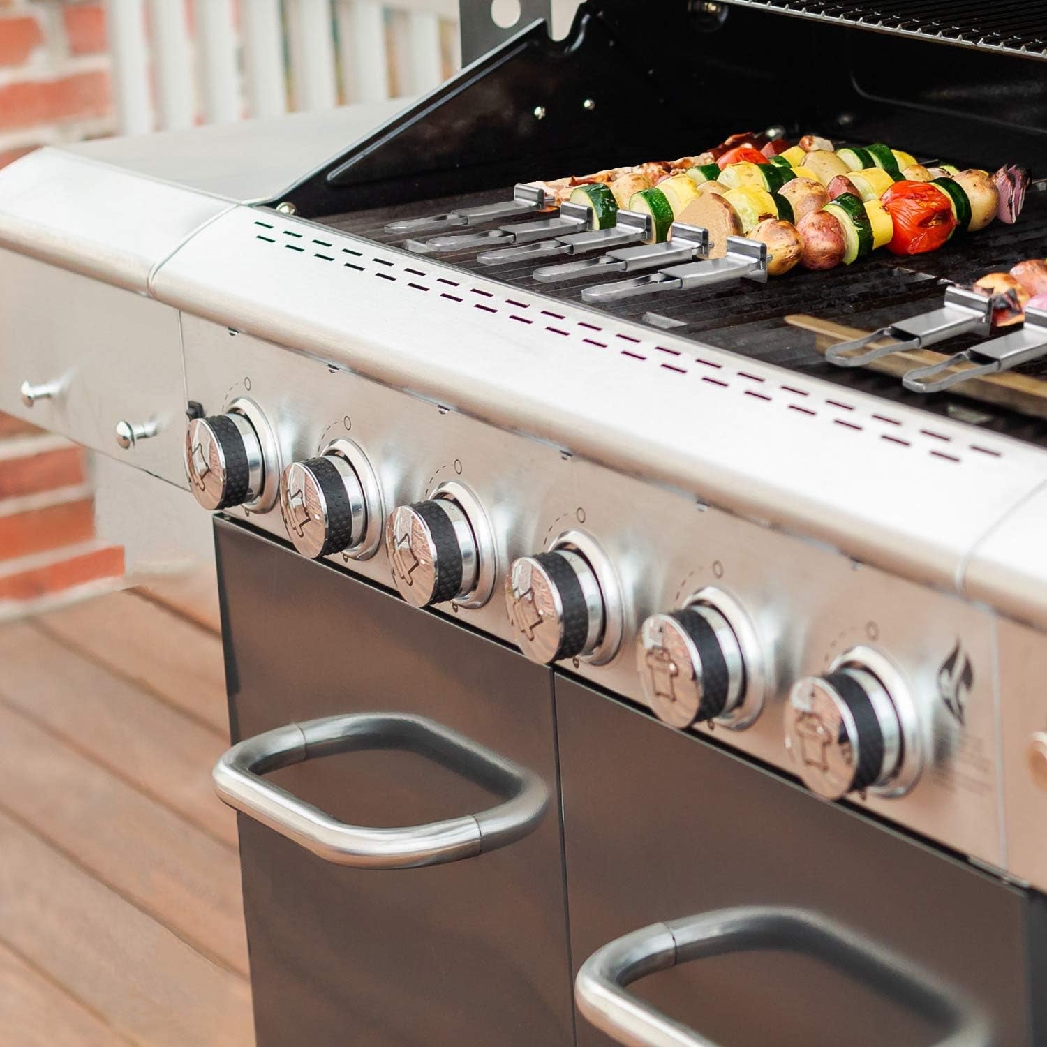 Blue Donuts 10 Pack Kabob Skewers for Grilling 17 Inch – Kabob Skewers with Push Bar. Stainless Steel Skewers with Comfortable Handle Grip. BBQ Grilling Accessories - Image 7