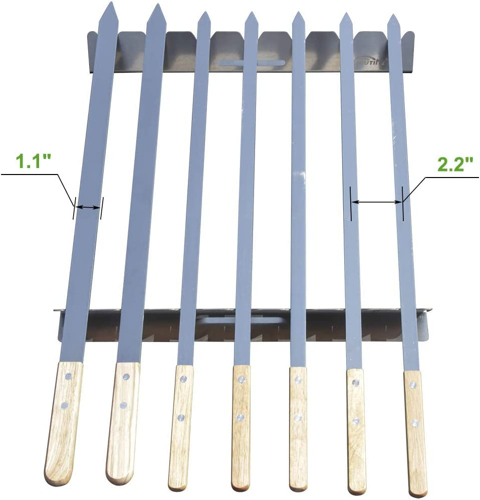 Goutime Stainless Steel Shish Kabob Skewer Rack with Storage Bag. Universal Barbecue BBQ Skewers Holder for Grill - Image 5