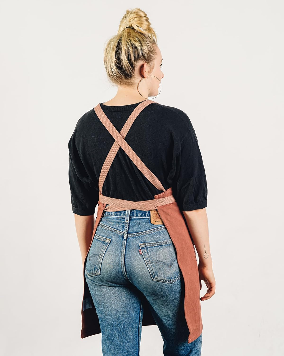 Crossback Kitchen Apron for Cooking - Mens and Womens Professional Chef or Server Bib Apron - Adjustable Crossback Style - Rustic- Midweight Cotton (Terracotta) - Image 2