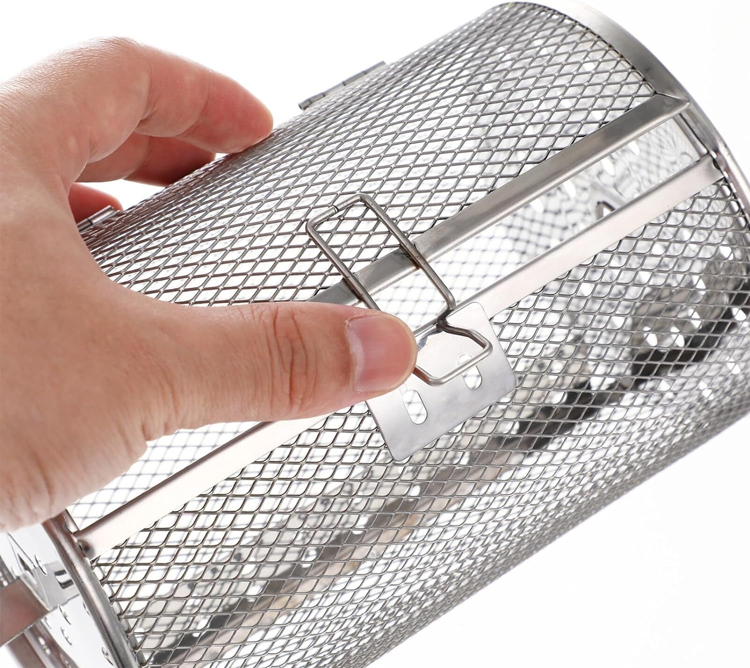 Angoily Oven Crisper Basket Rotating Grilled Cage Drum Oven Basket Kitchen Rolling Grill Basket Oven Roast Basket Roast Baking Cage for Barbecue Camping Outdoor Supplies Rotisserie Grill Basket - Image 4