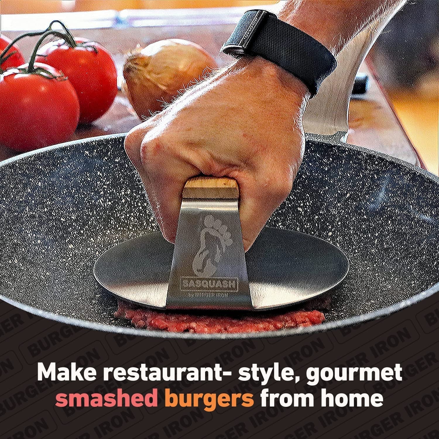 The Sasquash Indestructible Burger Smasher - Professional Grade Wide Flat Handle Smashed Burger Press - Heavy Duty One-Piece Welded Stainless Steel BBQ Griddle and Grill Tool - Image 3