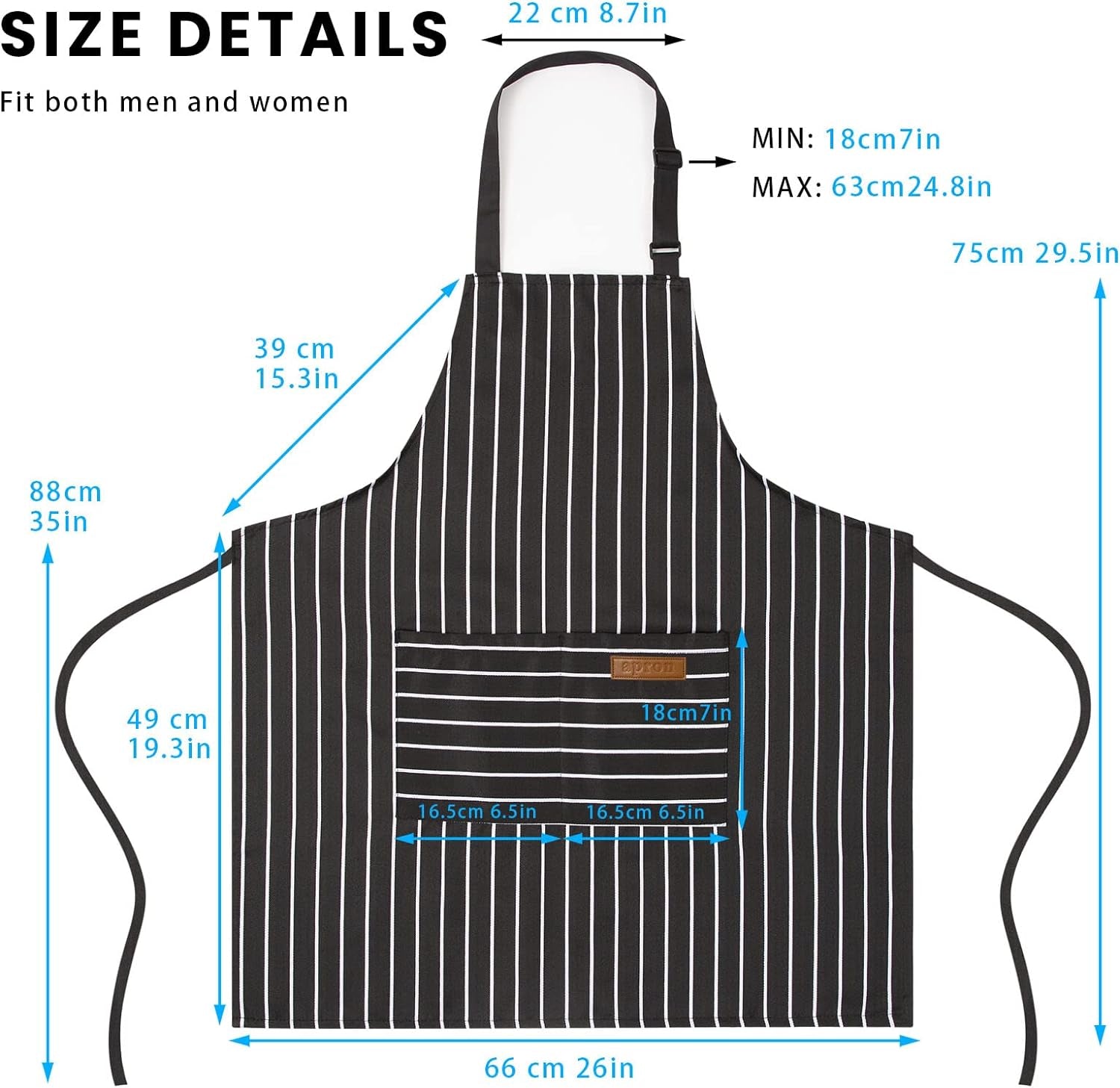 2 Pack Adjustable Bib Apron with 2 Pockets Chef Cooking Kitchen Restaurant Aprons for Women Men - Image 2