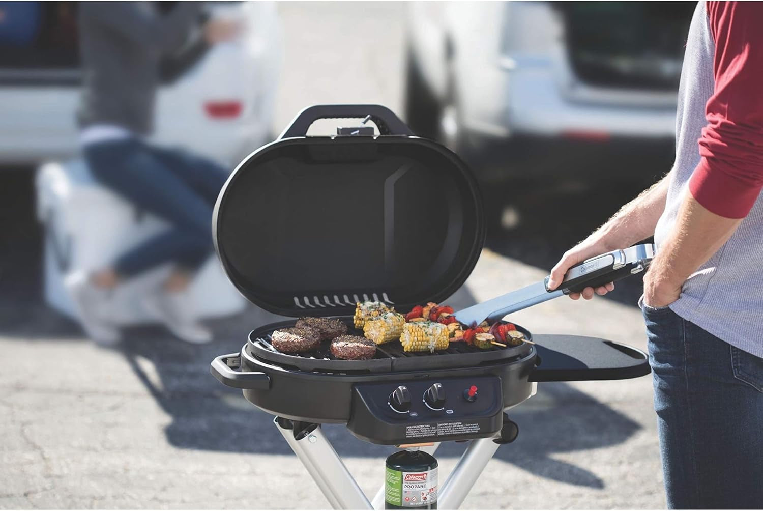 Coleman Roadtrip 225 Portable Stand-Up Propane Grill Gas Grill with Push-Button Starter Folding Legs & Wheels Side Table & 11000 Btus of Power for Camping Tailgating Grilling & More - Image 9