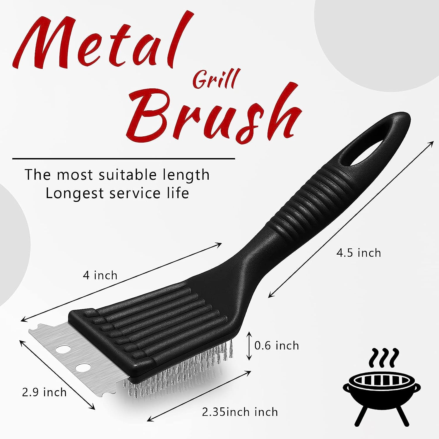 2 Pieces 8 Inch Grill Brush and Scraper Stainless Steel Wire Grill Brush Extra Strong BBQ Cleaner Accessories Heavy Duty Barbecue Grill Cleaning Brush Grill Grate Brush Cleaner - Image 2