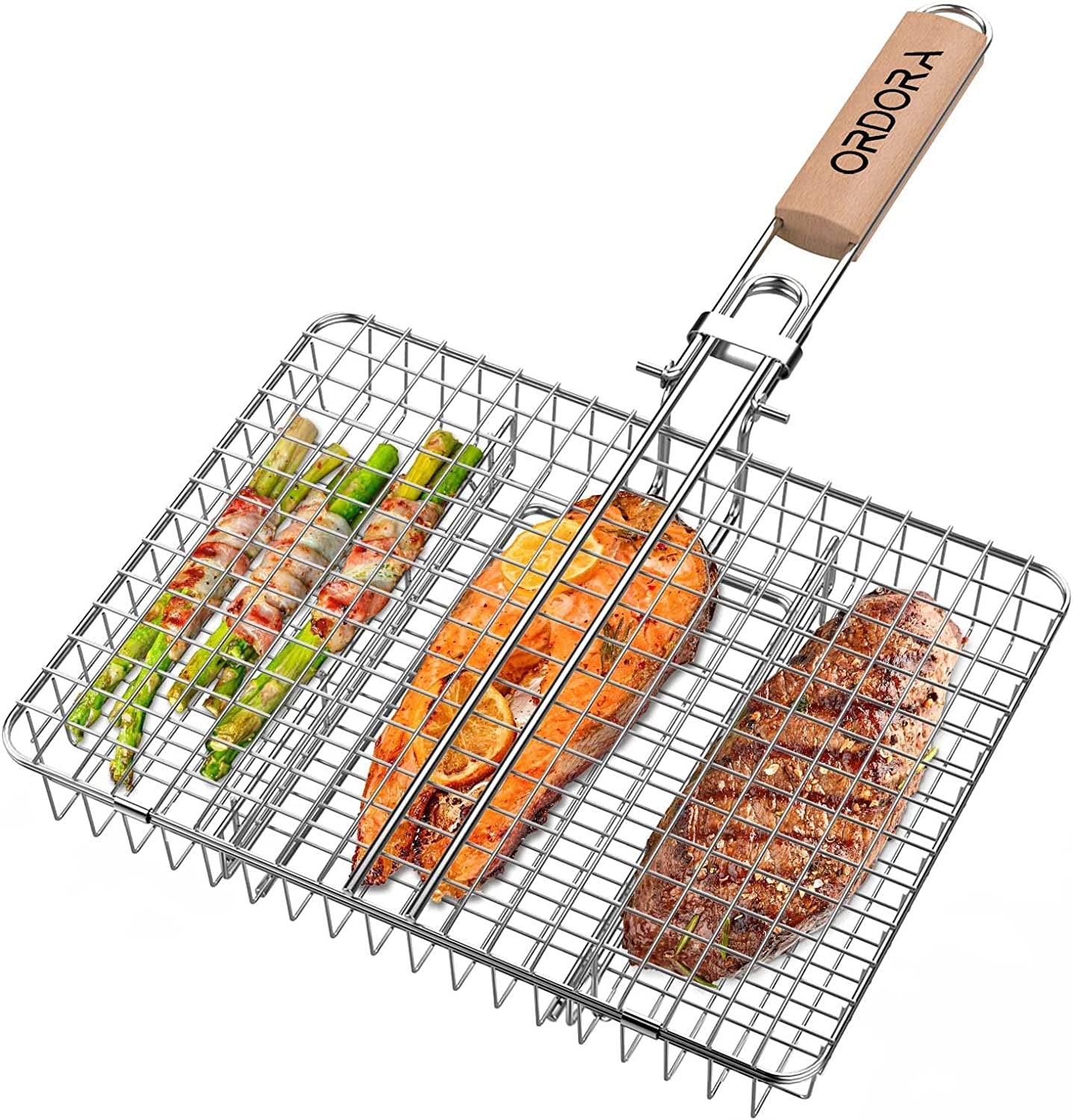 Grill Basket. Fish Grill Basket. Rustproof Stainless Steel BBQ Grilling Basket for Meat.Steak. Shrimp. Vegetables. Chops. Heavy Duty Grill Basket Outdoor Grill Accessories