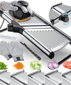 Gramercy Adjustable Mandoline Slicer – Stainless Steel Vegetable & Fruit Cutter with Cut‑Resistant Gloves