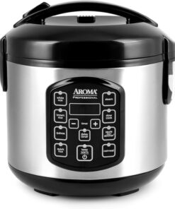 AROMA Professional Digital Rice Cooker. Multicooker. 4-Cup (Uncooked) / 8-Cup (Cooked). Steamer. Slow Cooker. Oatmeal Cooker. STS. Auto Keep Warm. 2 Qt. Stainless Steel Exterior. ARC-954SBD