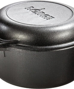 Lodge 5 Quart Cast Iron Double Dutch Oven – Pre-Seasoned – Lid Converts to 10.25 Skillet – Pfas-Free – Made in USA – Dual Handles – Oven. Grill. Campfire & Stovetop Safe – Durable & Non-Toxic