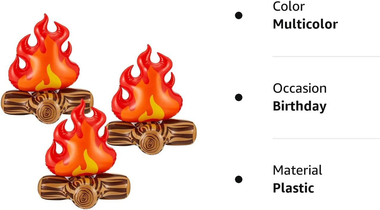 Inflatable Fake Campfire Camping Props Bonfire Party Decor Campfire Party Decorations Artificial Flame Campfire for Indoor Camping Overnight and Scene Setting (3 Pieces) - Image 7