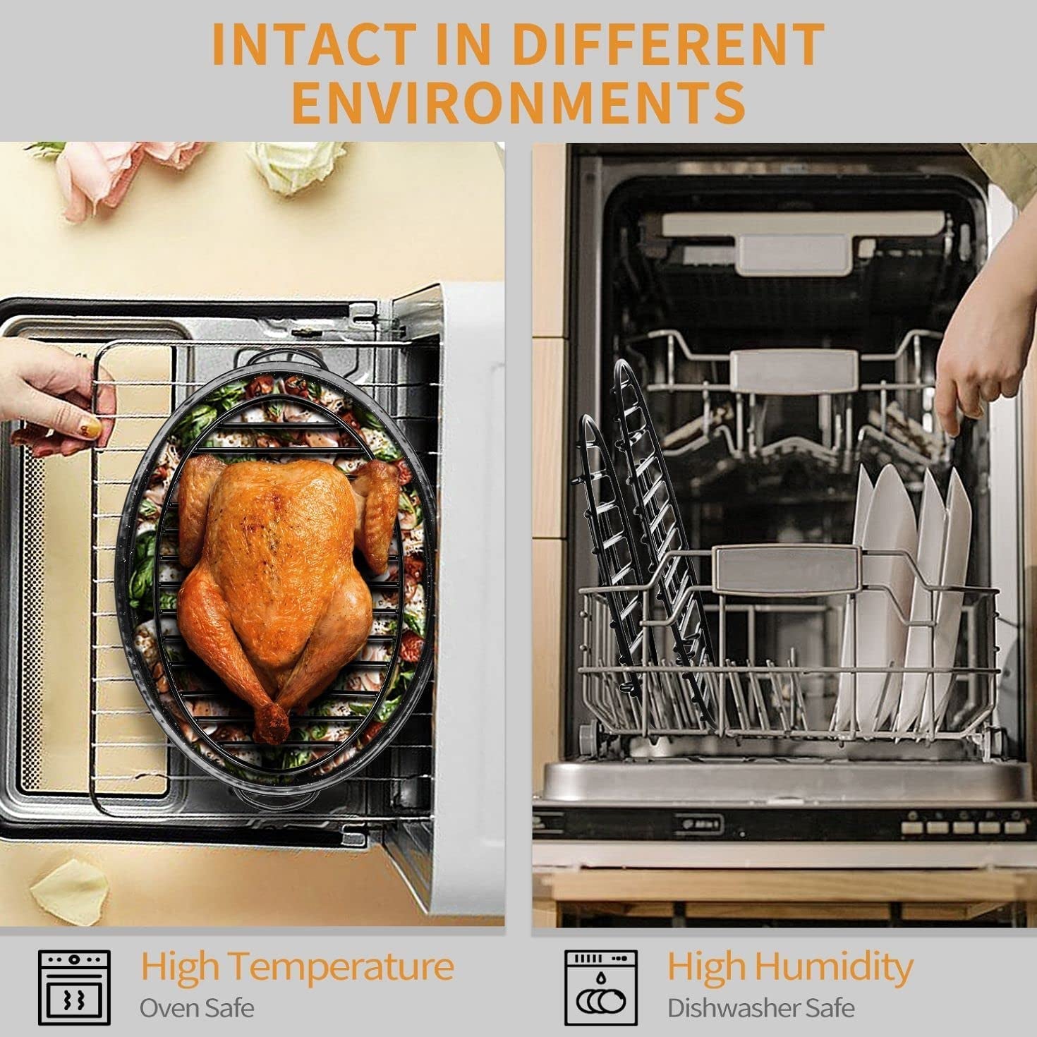 JY COOKMENT Roasting Rack with Integrated Feet. Cooling Drying Rack Kitchen Rack with Enameled Coating. PTFE Free. Great for Cooking. Roasting. Drying. Grilling. Dishwasher Safe (10Inch*6.5Inch) - Image 5