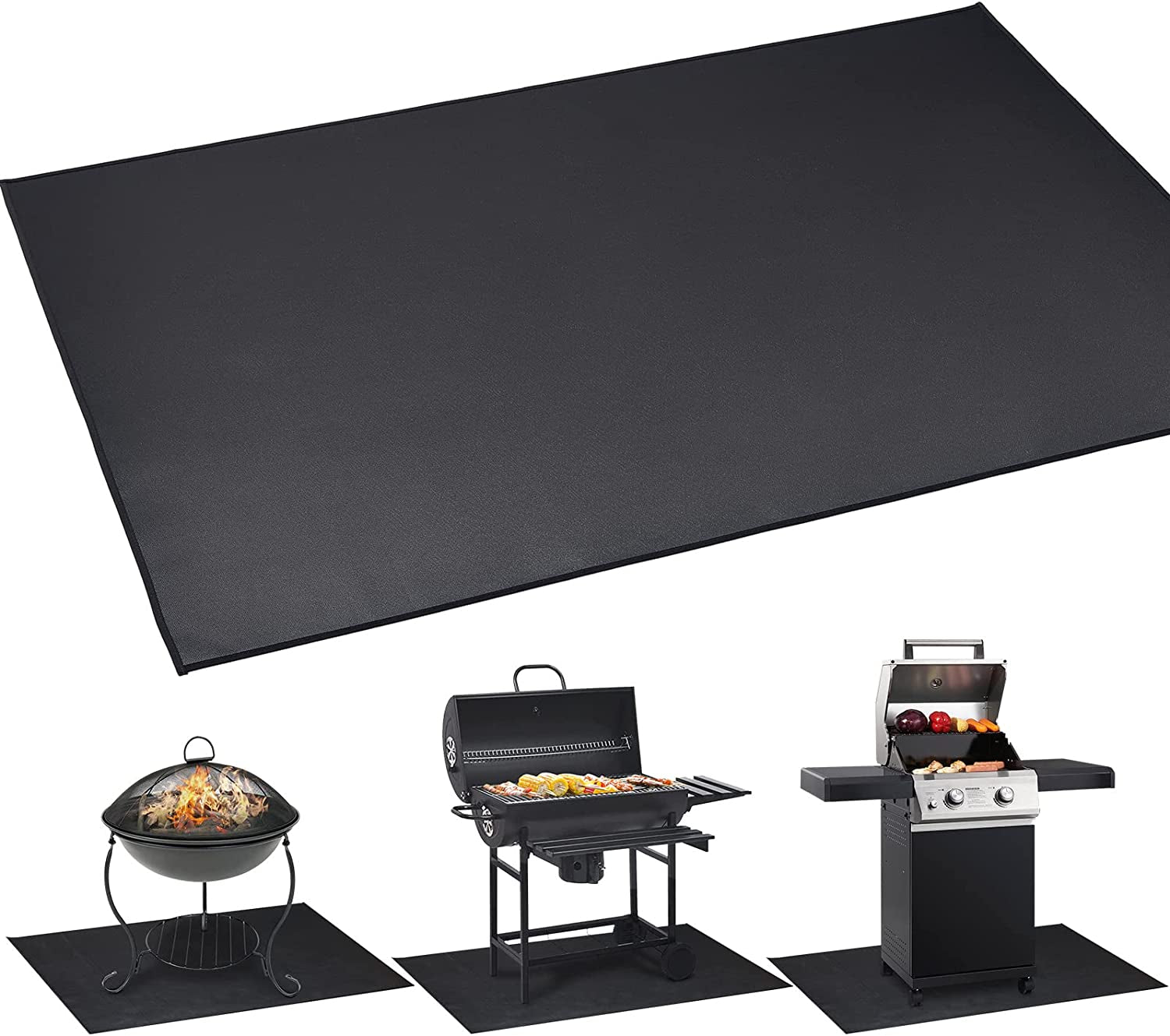 under Grill Mat 48 ×30 Inch for Outdoor Charcoal. Flat Top. Smokers. Gas Grills.Oil-Proof and Water-Proof BBQ Fireproof Mat Protects Deck Grass. Indoor Fireplace Mat