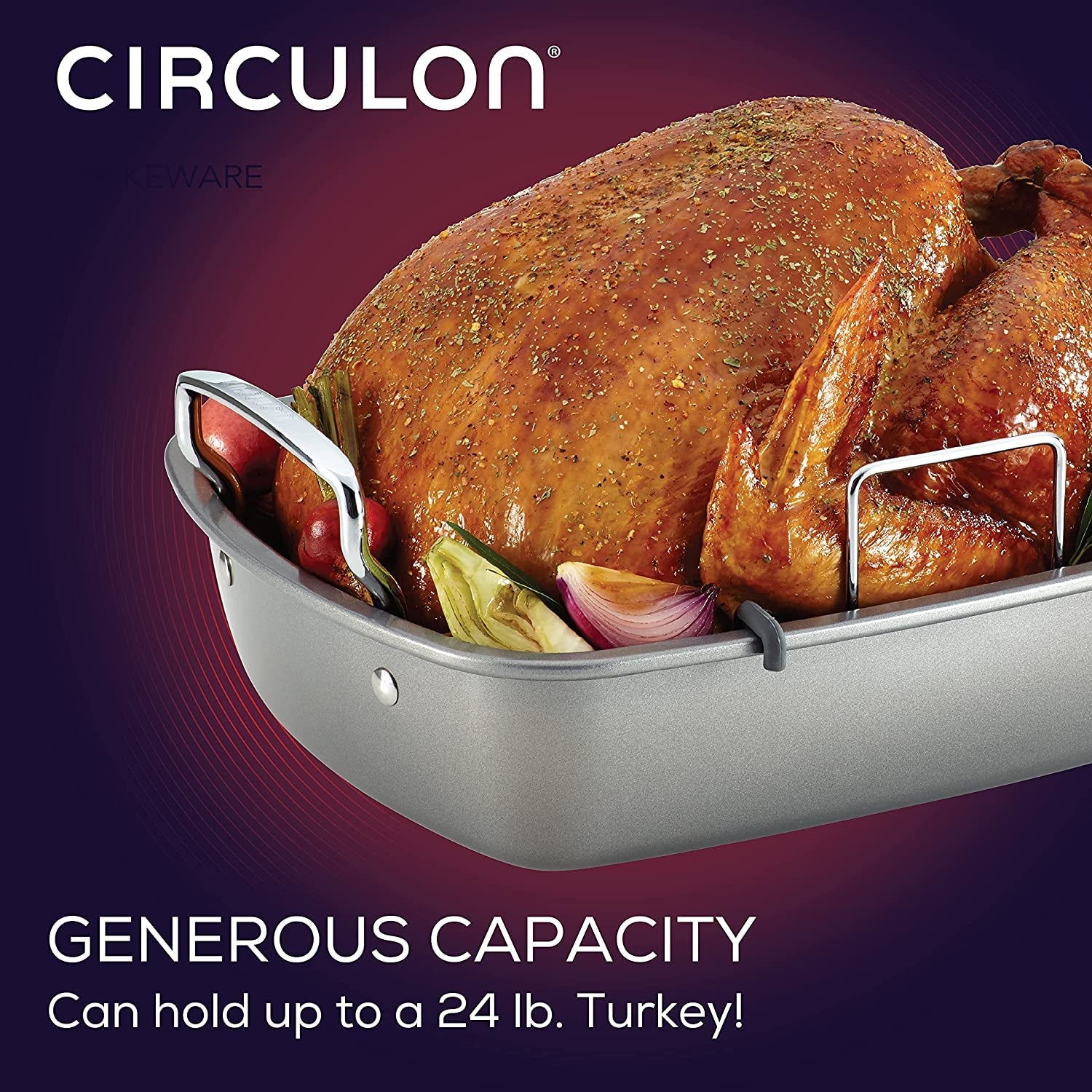 Circulon Nonstick Roasting Pan / Roaster with Rack - 17 Inch X 13 Inch. Gray - Image 7