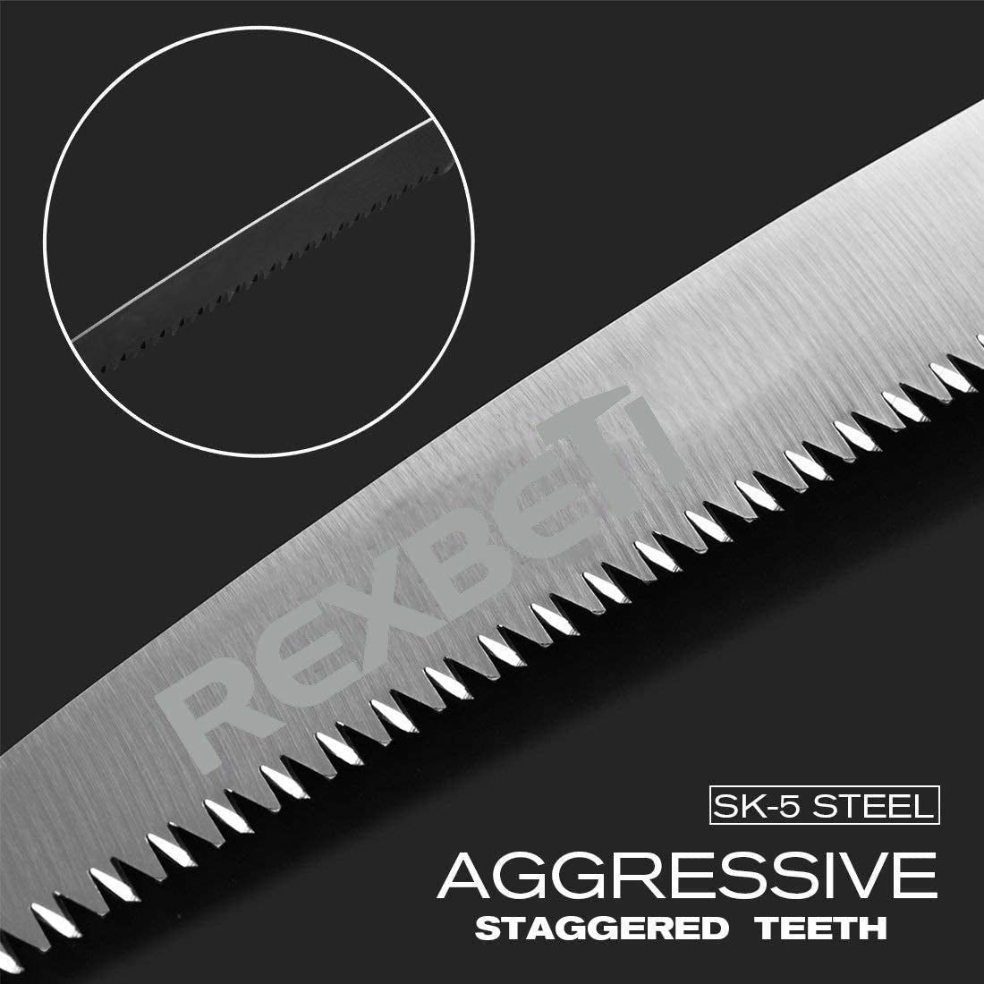 REXBETI Folding Saw. Heavy Duty 11 Inch Extra Long Blade Hand Saw for Wood Camping. Dry Wood Pruning Saw with Hard Teeth. Quality SK-5 Steel - Image 4