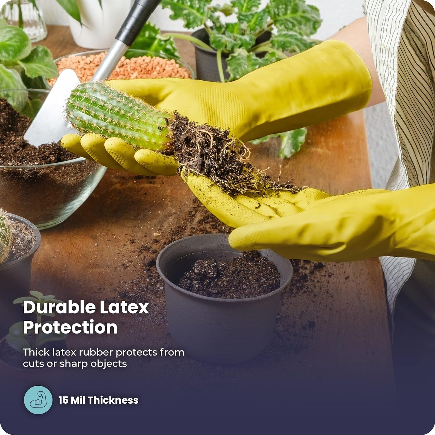 Cleaning Gloves Rubber Gloves for Washing Dishes Non-Slip Dishwashing Gloves Waterproof Reusable Latex Dish Gloves - Image 4