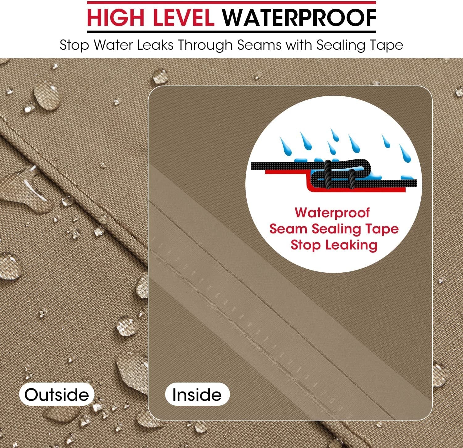 Unicook Grill Cover 60 Inch. Heavy Duty Waterproof Gas BBQ Cover with Sealed Seam. Rip and Fade Resistant BBQ Grill Cover. Compatible with Weber Charbroil and More Grills up to 58 Inch. Neutral Taupe - Image 7