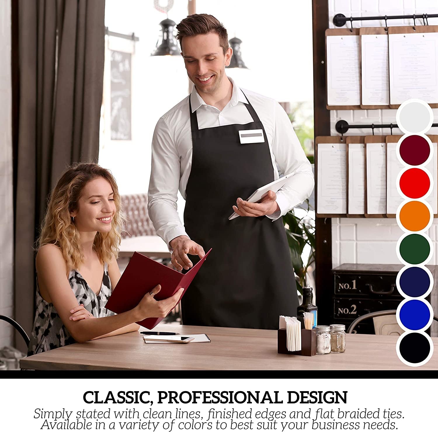 12 Pack Bib Apron - Unisex Black Aprons. Machine Washable Aprons for Men and Women. Kitchen Cooking BBQ Aprons Bulk (Pack of 12. No Pockets. Black) - Image 7