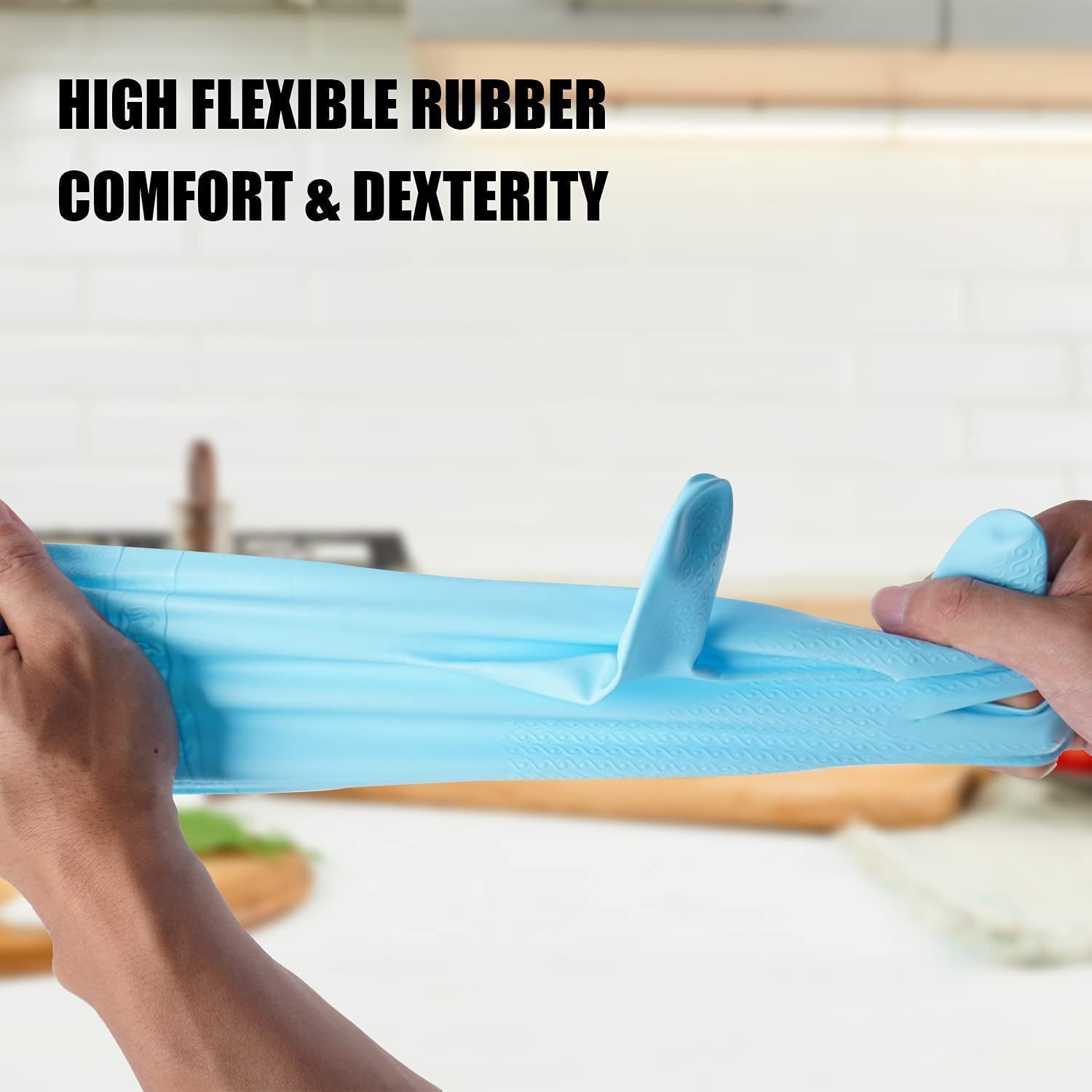 Dishwashing Rubber Gloves for Cleaning – 4 Pairs Household Gloves Including Blue. Pink. Green and Red. Non Latex and Fit Your Hands Well. Great Kitchen Tools - Image 3