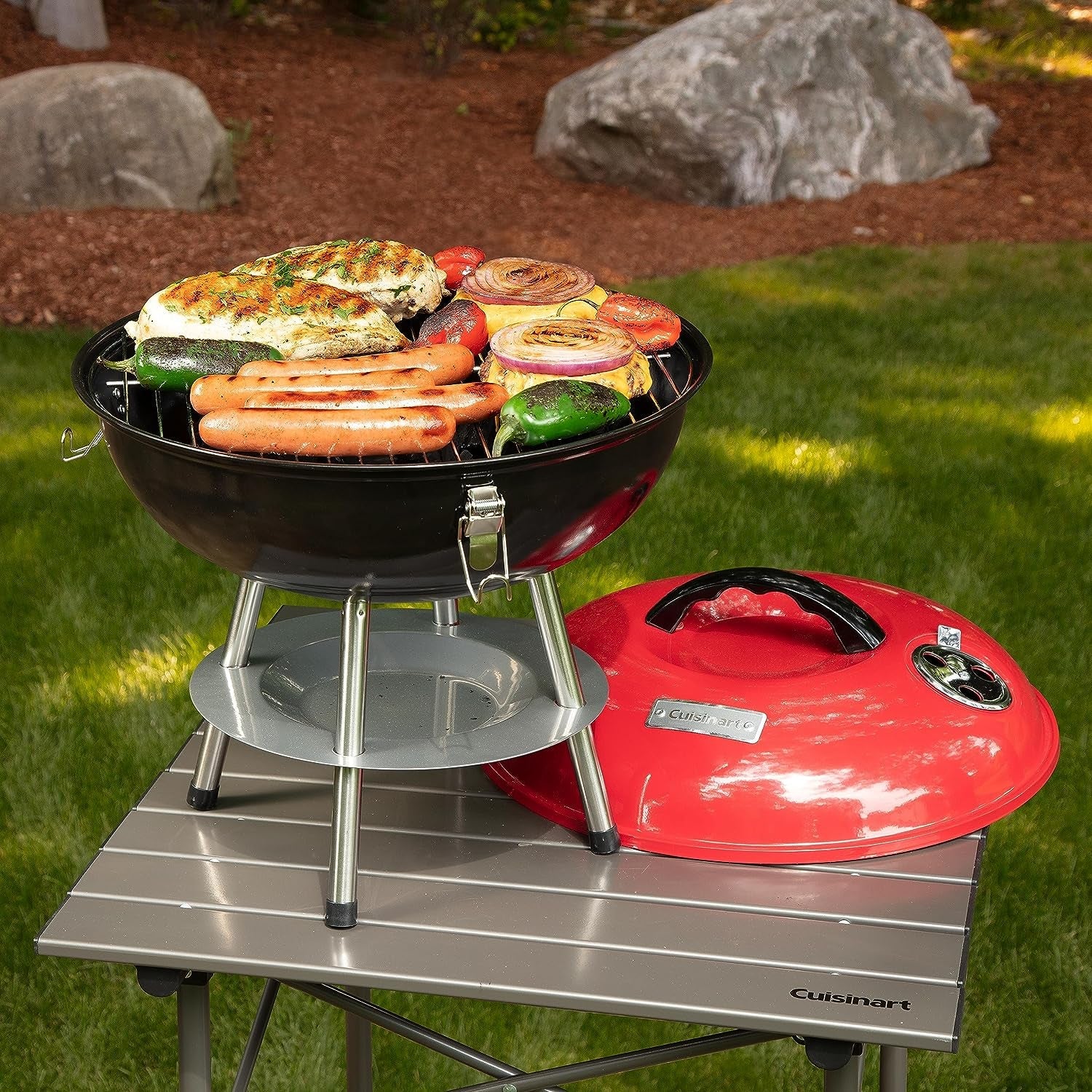 CCG190RB Inch BBQ. 14 X 14 X 15. Portable Charcoal Grill. 14 (Red) - Image 3