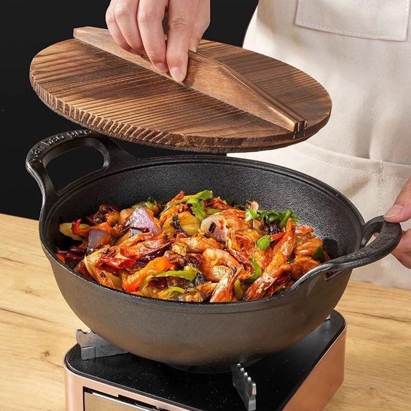 Cast Iron Wok with Handles. Pre-Seasoned Cast Iron Grilling Wok. Use in the Oven. on the Stove. or on the Grill (10 Inch) - Image 3