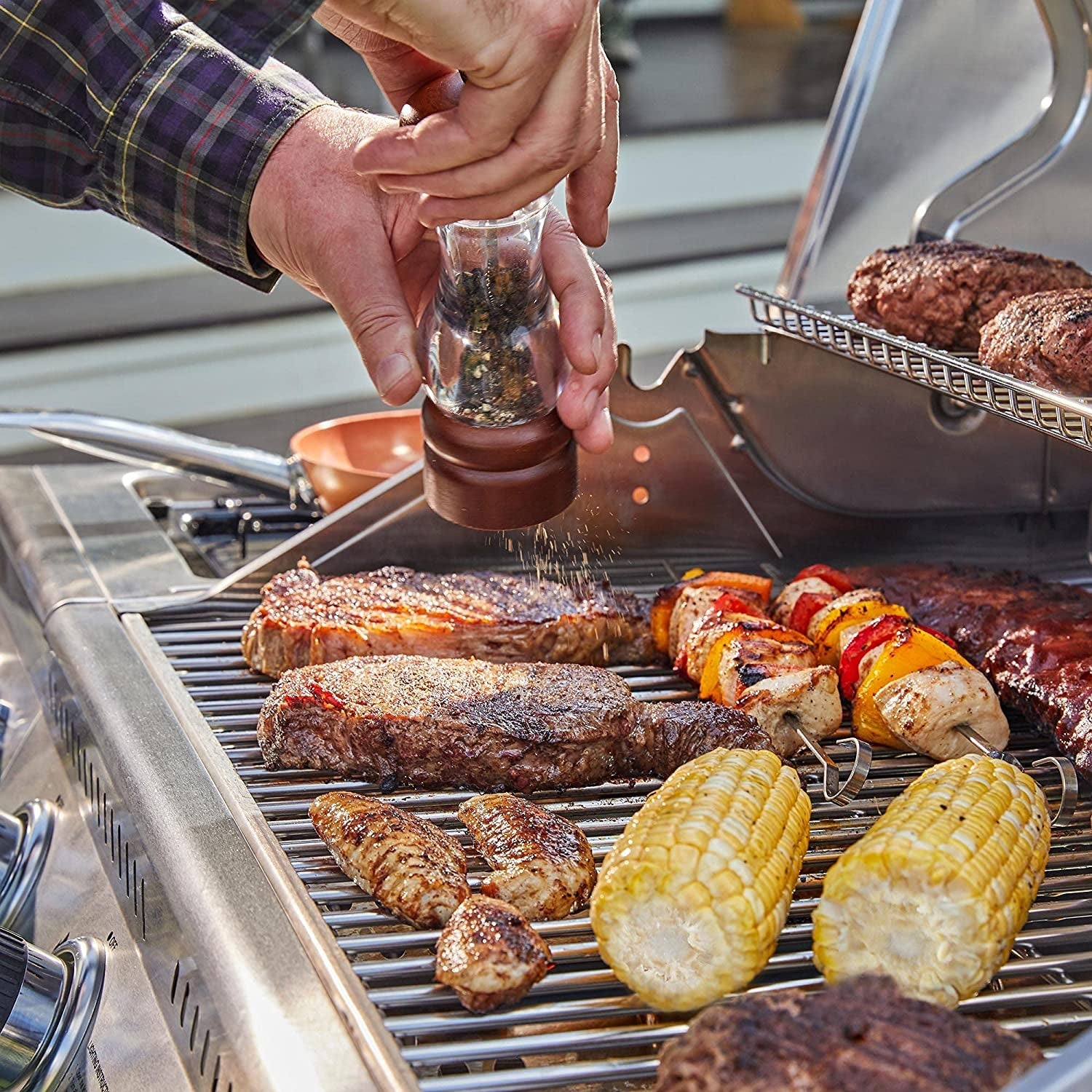 GA4402S Stainless Steel 4-Burner BBQ Propane Gas Grill. 54000 BTU Cabinet Style Gas Grill with Sear Burner and Side Burner Perfect Patio Garden Picnic Backyard Party Silver - Image 3