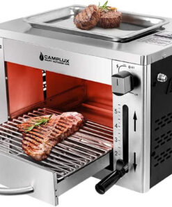 Propane Infrared Steak Grill. 1600℉ Fast Efficient Heating Outdoor Portable Gas Grill with Vertical Cooking. Stainless Steel Single Burner Propane Gas Grill. Perfect for Steak. Ribeyes. Picnic. BBQ