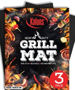 Grill Mat. Best BBQ Mat - Heat Resistant up to 600 Degree - Nonstick. Reusable. Dishwasher Safe. Set of 3