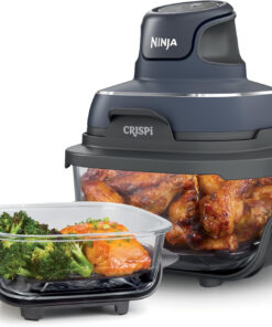 Ninja Crispi 4-In-1 Portable Glass Air Fryer Cooking System. 1500W. 4QT & 6-Cup Tempware Glass Containers with Storage Lids. Microwave. Freezer & Dishwasher Safe. Cyberspace Gray. FN101GY