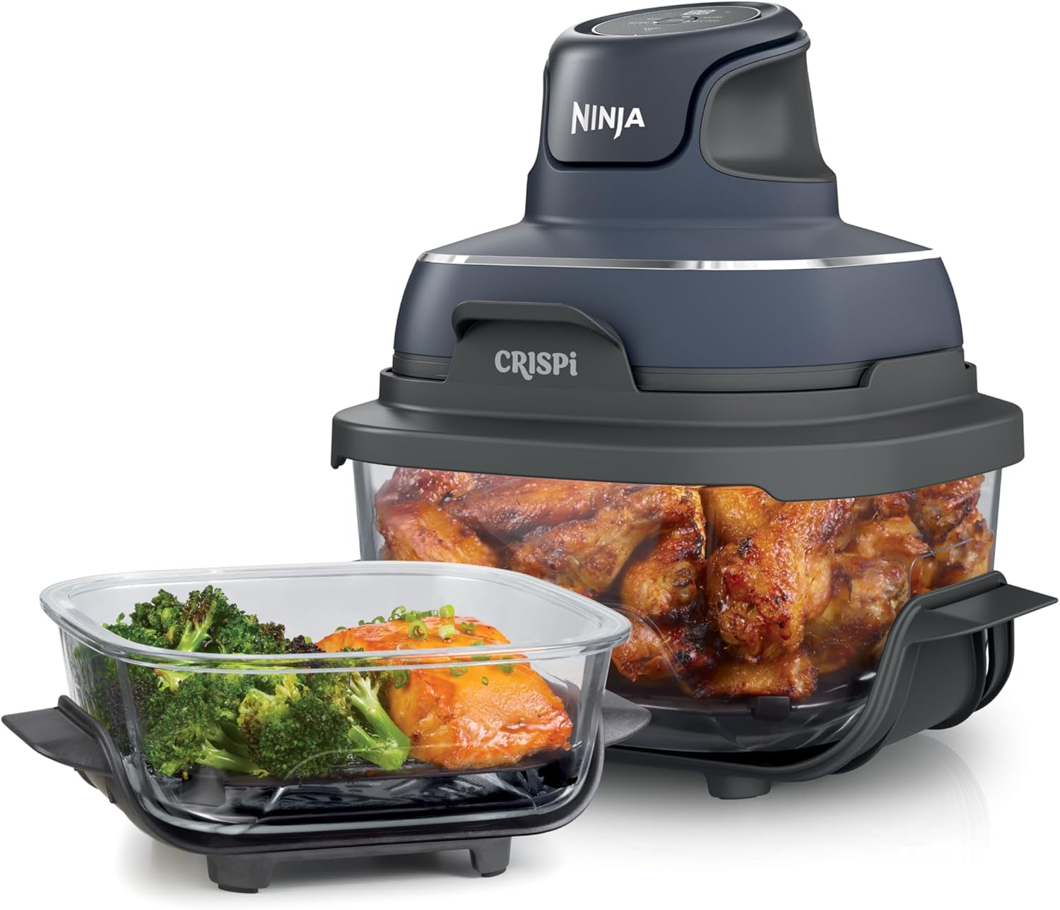 Ninja Crispi 4-In-1 Portable Glass Air Fryer Cooking System. 1500W. 4QT & 6-Cup Tempware Glass Containers with Storage Lids. Microwave. Freezer & Dishwasher Safe. Cyberspace Gray. FN101GY - Image 17