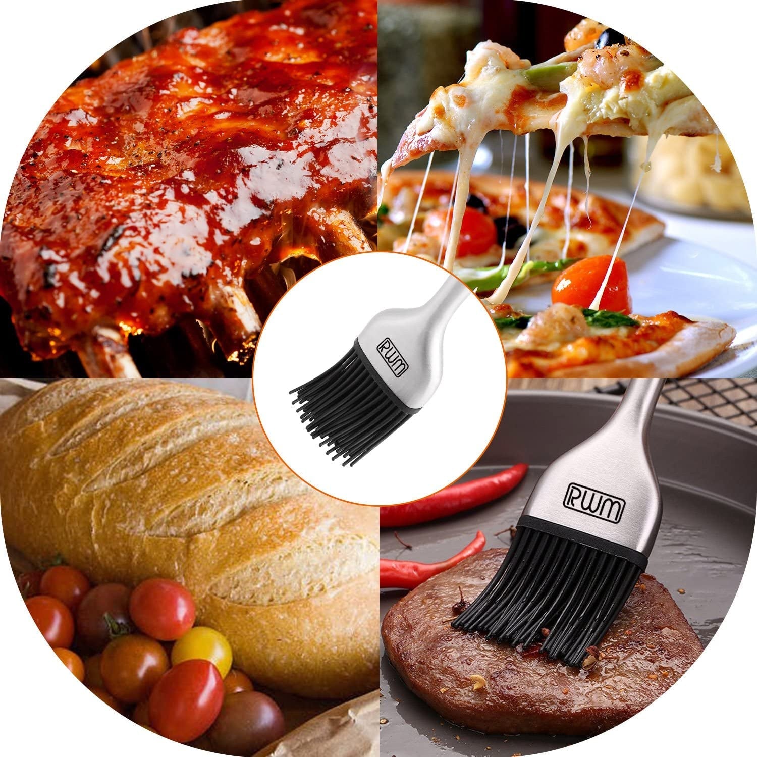 Rwm Basting Brush - Grilling BBQ Baking. Pastry and Oil Stainless Steel Brushes with Back up Silicone Brush Heads(Orange) for Kitchen Cooking & Marinating. Dishwasher - Image 4