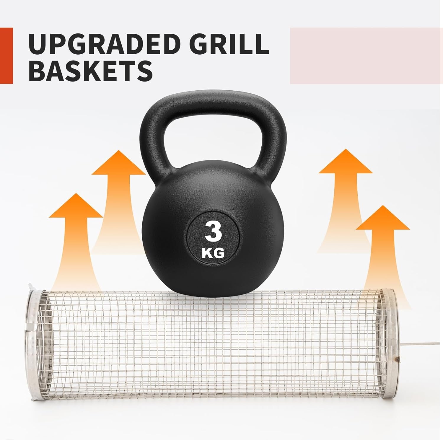 Nesting Rolling Grill Baskets 2PCS.304 Stainless Steel BBQ Tools with Removable Wooden Handle for Vegetables.Shrimp.Camping.Backyard.Outdoor Grilling Accessories.Grilling Gifts for Men - Image 8