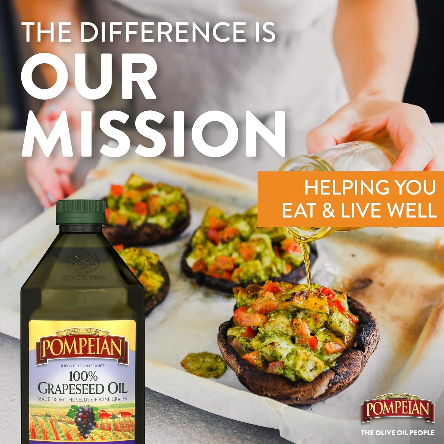 Pompeian 100% Grapeseed Oil. Light and Subtle Flavor. Perfect for High-Heat Cooking. Deep Frying and Baking. 68 FL. OZ. - Image 5