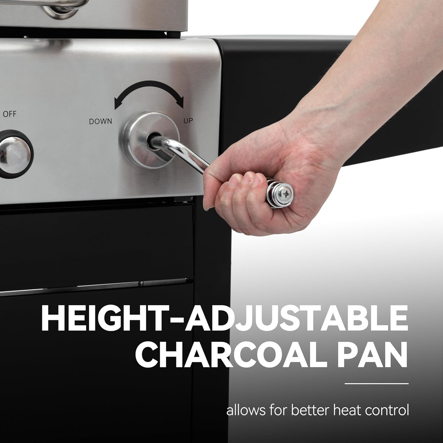 Royal Gourmet ZH3002N Propane Gas and Charcoal Grill Combo. Dual Fuel BBQ Grill with 2 Side Shelves for Outdoor Patio Garden Backyard Barbecue. 20.000 Btus. Silver & Black - Image 7