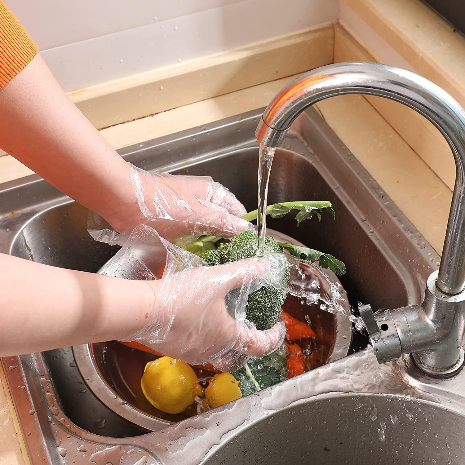 Disposable Food Prep Gloves - 500 Piece Plastic Food Safe Disposable Gloves. Food Handling. One Size Fits Most 500 PCS - Image 4