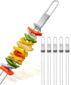 Barbecue Skewers. CMYK 6-Pack 13 Stainless Steel Grilling Skewers with Slider. Reusable Metal BBQ Shish Kabob Skewers Sticks