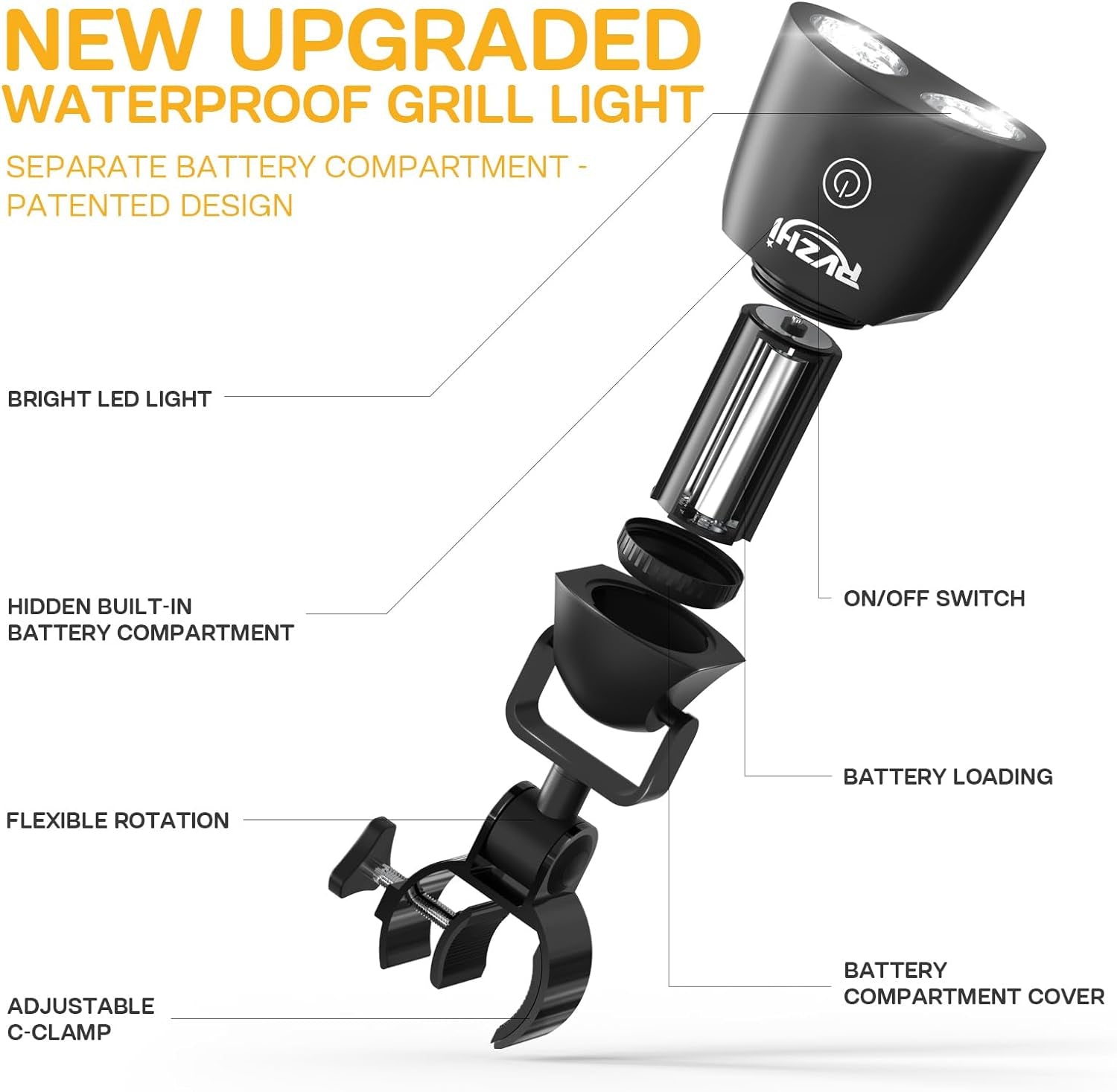 Grill Light BBQ Accessories - Upgraded Waterproof Grilling Accessories for Outdoor Grill. Smoker Accessories Grilling Gifts for Men Women Dad. Flexible BBQ Light with 10 Super Bright LED Lamps - Image 3