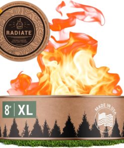 Radiate XL 8 Portable Campfire as Seen on Shark Tank - up to 5 Hours of Burn Time - Reusable Travel Fire Pit for Camping. Patios. and Beach Days - Great Alternative to a Real Fire - Made in USA