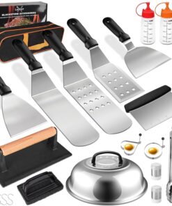﻿Latiret Griddle Accessories Kit. 24Pcs Grilling Accessories Set for Blackstone and Camp Chef. Flat Top Griddle Accessories Set with Scraper. Enlarged Spatulas. Basting Cover. White Elephant Gifts