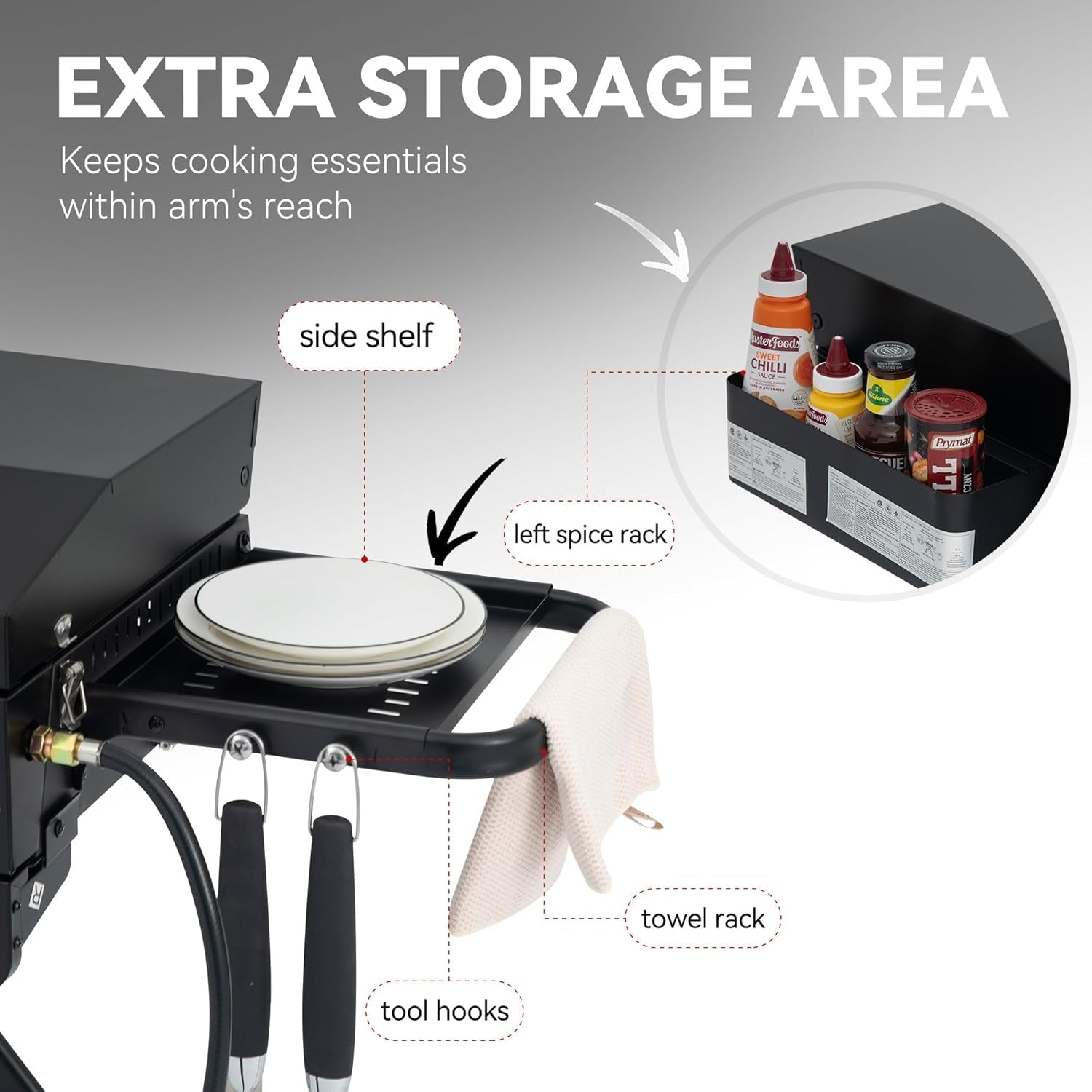 Royal Gourmet PD3001 3-Burner Propane Gas Griddle with Collapsible Stand. 23-Inch Portable Griddle with Side Table & 314 Sq. In. Cooking Area for Camping. Tailgating. Backyard & Patio. Black - Image 8