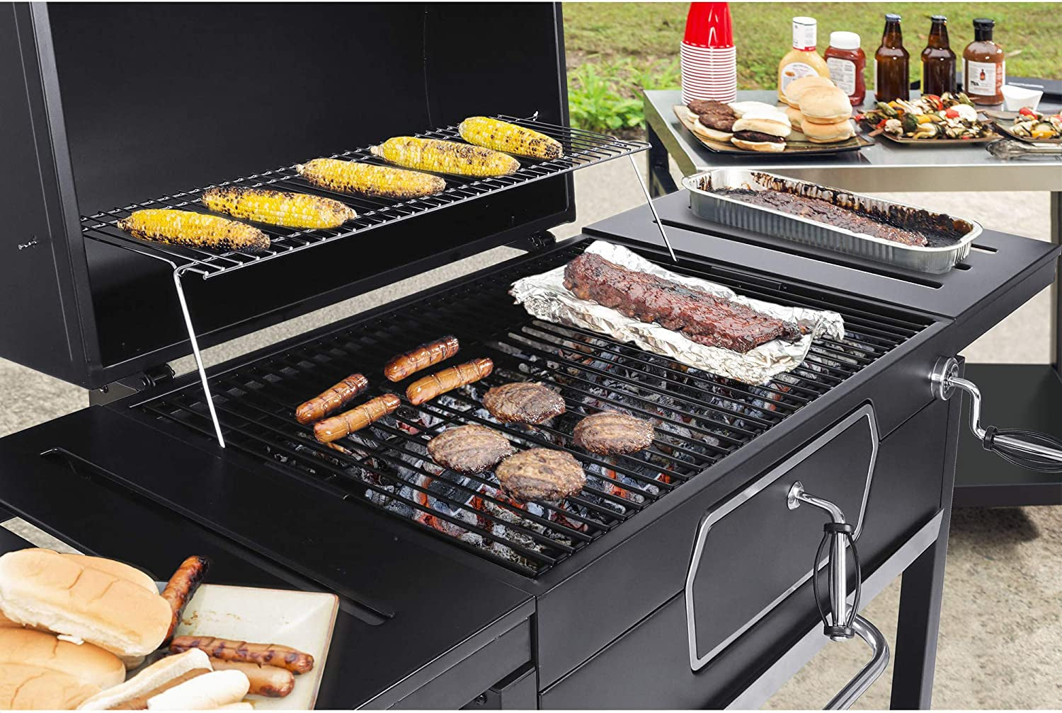 CD2030AN 30-Inch Charcoal Grill. Deluxe BBQ Smoker Picnic Camping Patio Backyard Cooking. Black. Large - Image 7