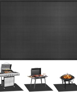 Grill Mats for Outdoor Grill - KANHIRO 65X48 Inch Fireproof Double-Sided Grill Pad and Patio Protector. Oil-Proof Waterproof BBQ. Grill Pad for Floor. Camping. Lawn Protection