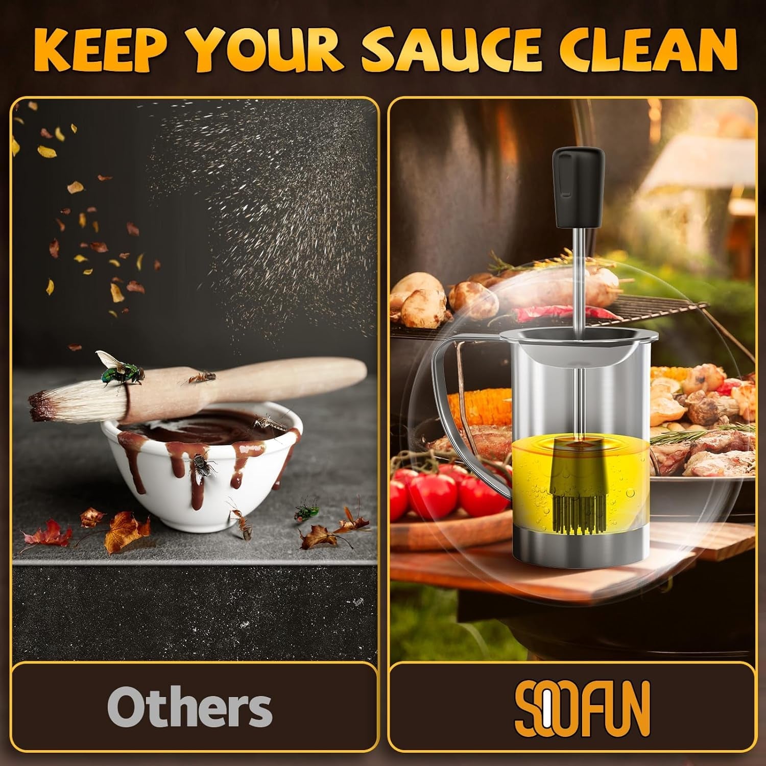 Grilling Gifts for Men Smoker Accessories - BBQ Sauce Pot and Basting Brush Set Cool Kitchen Gadgets. Unique Christmas Stocking Stuffer Gifts for Dad Father Son Grandfather Women Fun Cooking Supplies - Image 3