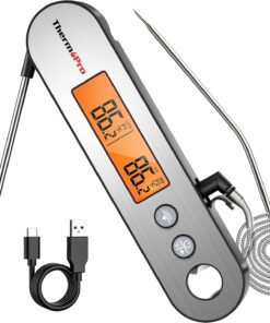 TP610 Digital Meat Thermometer for Cooking. Rechargeable Instant Read Food Thermometer with Rotating LCD Screen. Waterproof Cooking Thermometer with Alarm for Grilling. Smoker. BBQ. Oven