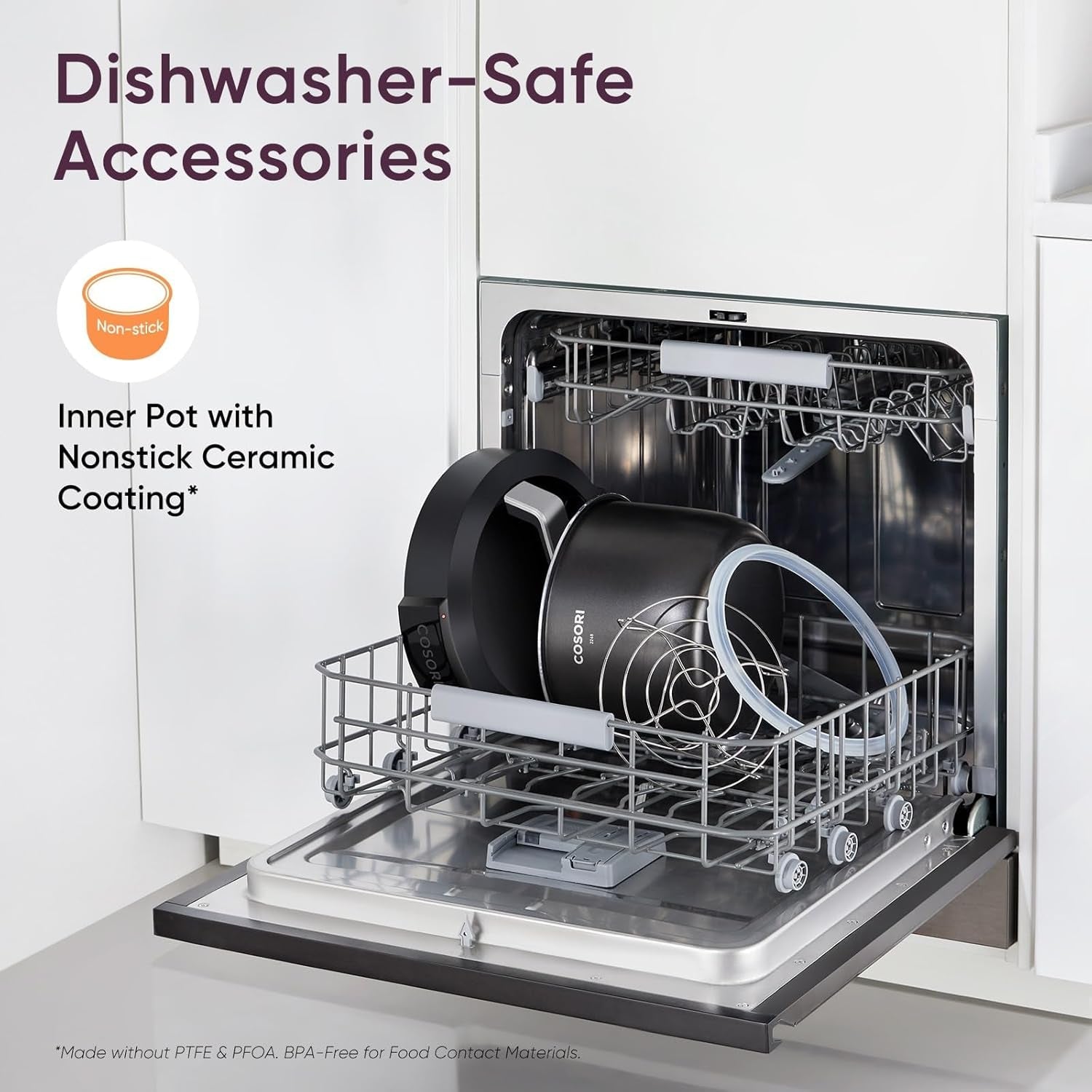 COSORI Pressure Cooker 6 Qt. 9-In-1 Instant Multi Kitchen Appliances. Safer Venting Design. Rice Cooker. Slow Cooking Pot. Sous Vide. Saute Pot. 1100W. Stainless Steel - Image 7