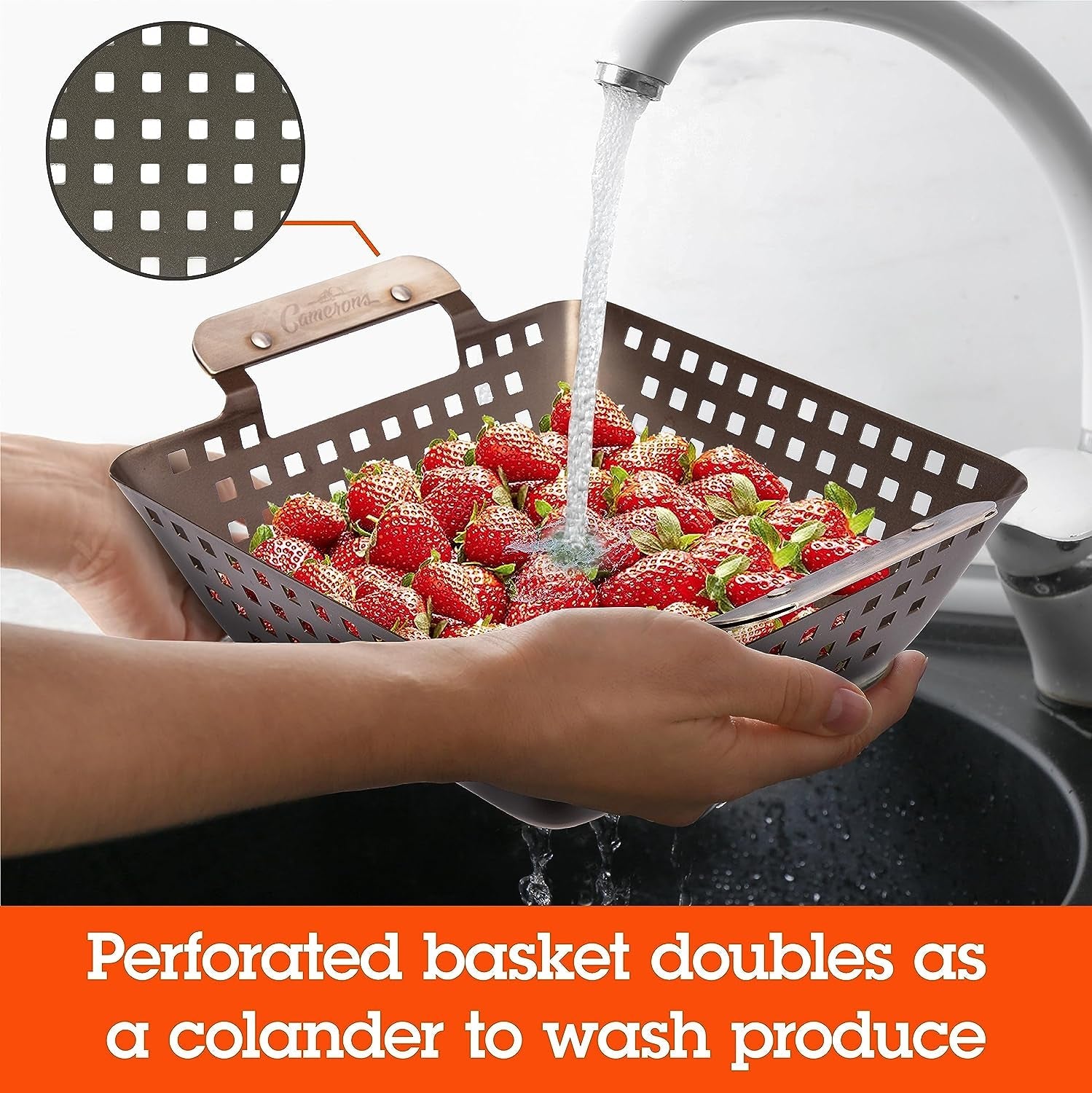 Barbecue Grilling Wok - Heavy Duty Non-Stick BBQ Grill Basket W Stainless Steel Handles - 3 Deep Pan Keeps Meat & Vegetables inside - Indoor Outdoor Use - Great for Summer Bbqs and Father'S Day Gift - Image 6