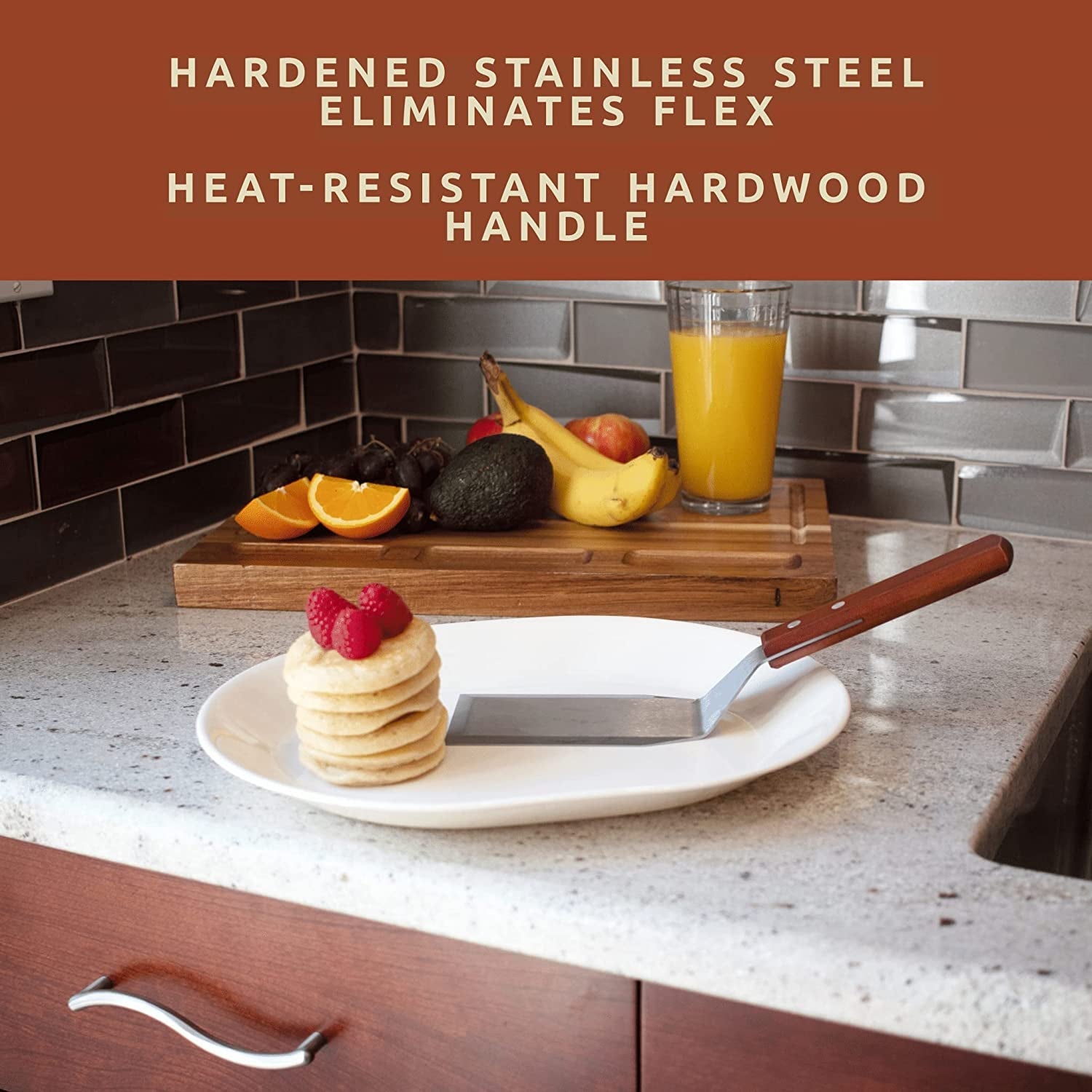 Bellemain Stainless Steel Spatula | Heavy Duty Spatula Turner with Beveled Edges & Hardwood Handle | Large Metal Spatula for Cast Iron Skillet. Flat Top Grill | Griddle Scraper | Hamburger Spatula - Image 4