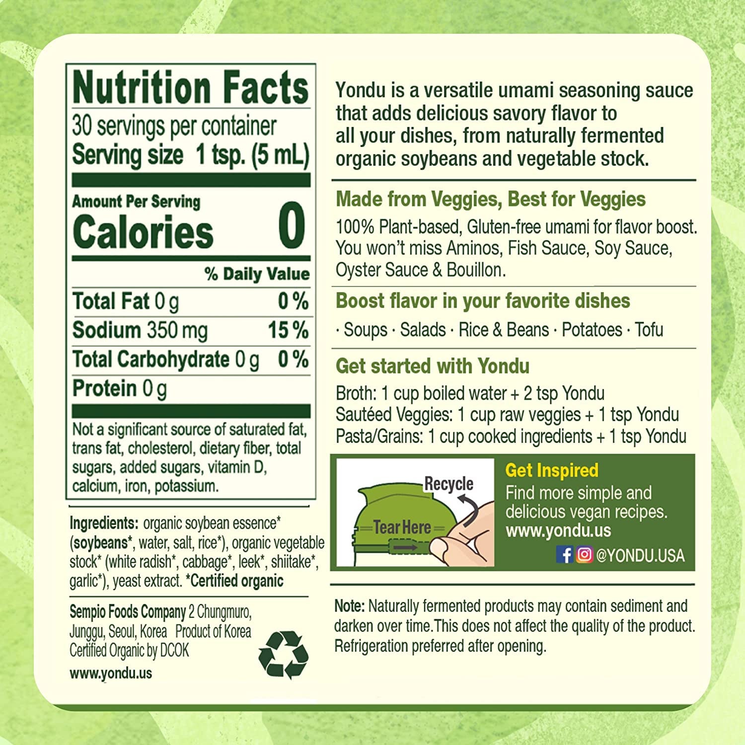 Yondu Vegetable Umami - Premium Umami Seasoning Sauce - Vegan - Organic - Gluten Free - Nongmo - No Added MSG - Great for Soups. Stir-Fries & Sauces (5.1 Fl Oz (Pack of 1)) - Image 4