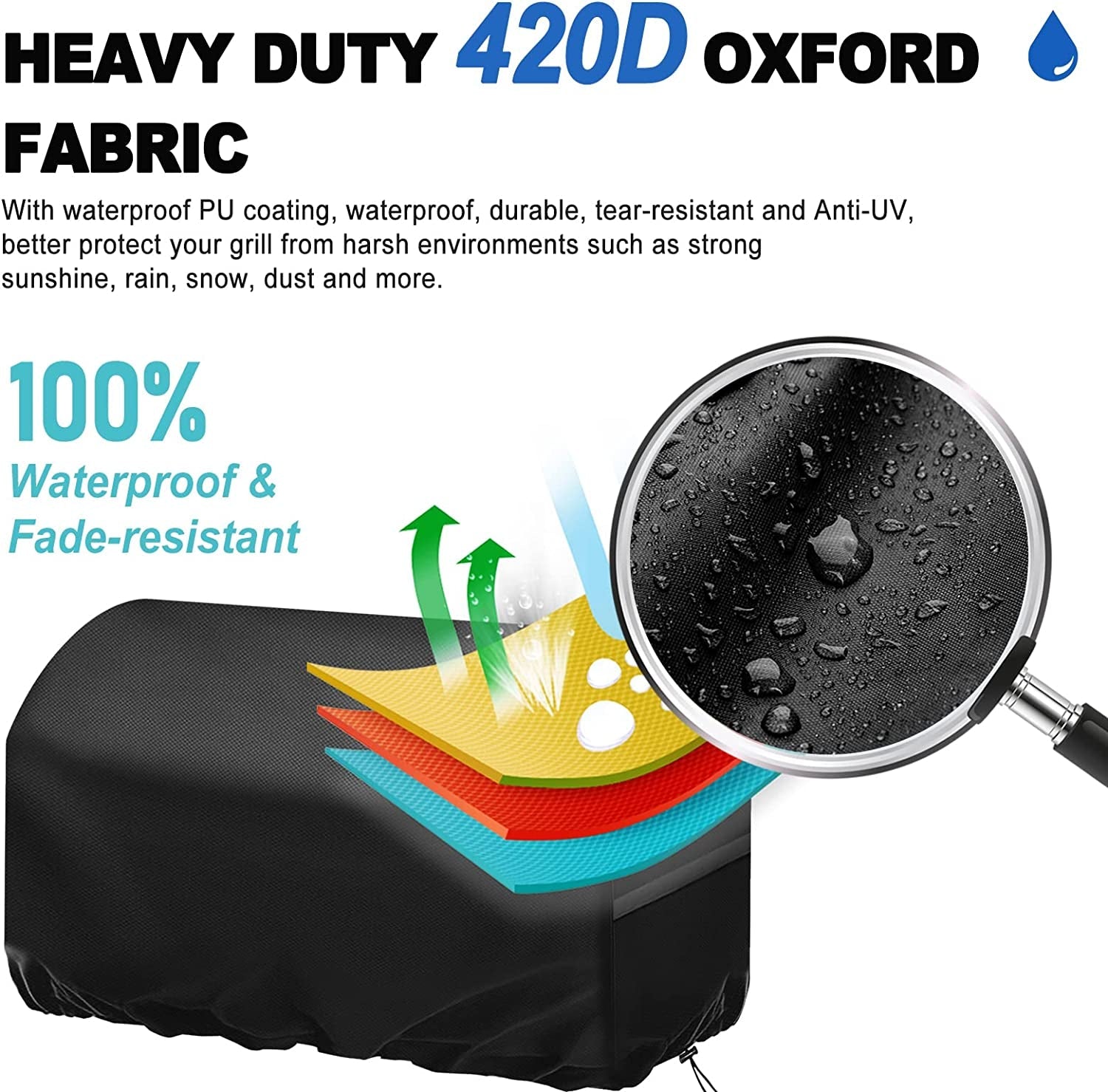 Boat BBQ Grill Cover Waterproof 23X15X15In. for Magma Chefsmate Gas Grill. Magma Cabo Grill. Magma Newport 2 Infra Red Grill. Magma Catalina 2 Infra Red Grill. Heavy Duty Windproof Anti-Uv - Image 3