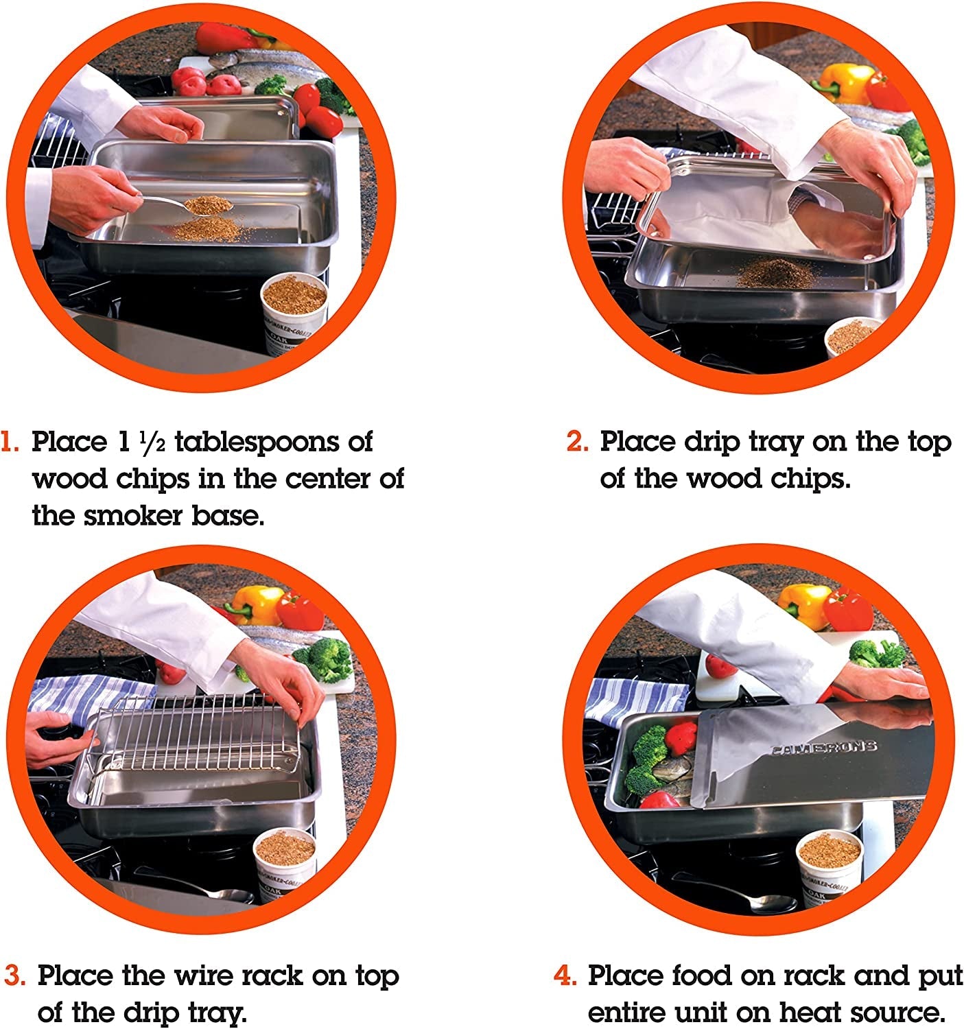 Large Stovetop Smoker - Stainless Steel BBQ Smoker Box W/Hickory & Oak Wood Chips & Recipe Guide - Indoor Outdoor Use - Great for Smoking Thanksgiving Dinner - Barbecue Grilling Gift for Men - Image 6