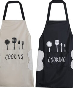2 Pack Kitchen Apron with Hand Wipe.Water-Drop Resistant with 2 Pockets Cooking Bib Aprons for Women Men Chef