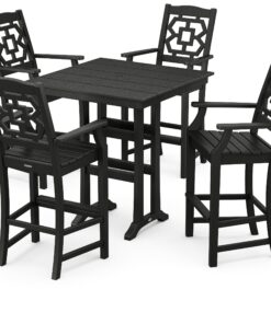 Polywood: Chinoiserie 5-Piece Farmhouse Bar Set with Trestle Legs